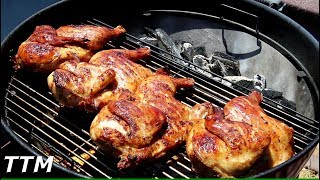 How to Cook the Best BBQ Chicken Halves on the Weber Kettle [upl. by Mchail]