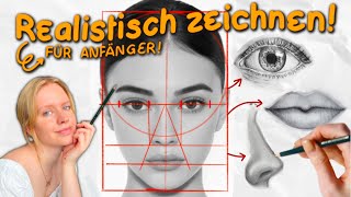 REALISTISCH ZEICHNEN für Anfänger  Tipps für Augen Haare Lippen Nase [upl. by Torruella883]