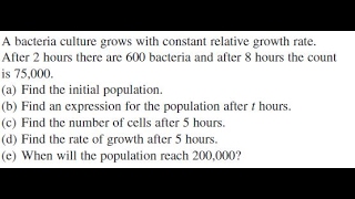 After 2 hours there are 600 bacteria and after 8 hours the count is 75000 [upl. by Shaner]