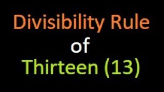 Divisibility Rule of 13 Second Rule  Bank PO  IBPS  SSC [upl. by Ecnarrot743]