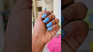 1st time trying Nail Art 💅💙WOW 😱 Rate this nail art 10 😳 shorts youtubeshorts trending art [upl. by Krischer390]