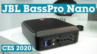 CES 2020 JBL BassPro Nano compact powered car subwoofer  Crutchfield [upl. by Otnas]