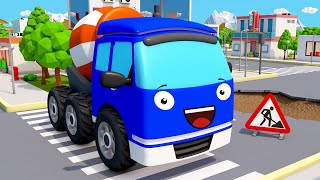 Cement Mixer Truck in the City  Construction Vehicles  Bip Bip Cars amp Trucks Cartoon for Kids [upl. by Nairolf]