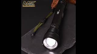 M982 ZOOMABLE METAL LED TORCH5 Modes Flashlight Super Bright 200 W LED Light Torch Black 24 cm [upl. by Notkcorb]