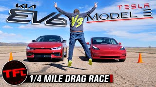 Can KIA Dethrone Tesla EV6 GT vs Tesla Model 3 vs Corvette  Drag Race Roll Race Brake Test [upl. by Iknarf23]