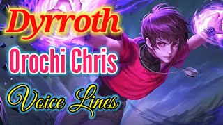 Dyrroth Orochi Chris  KOF skin voice lines and quotes  dialogues Mobile Legends Noygen [upl. by Karlotte622]