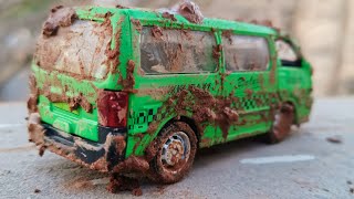 Dirty Toyota Hiace Model Van Die cast Drive With Hand  Centy Toys [upl. by Kcirded]