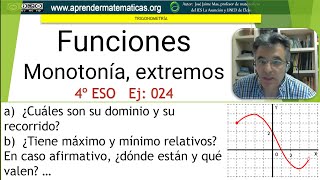 Características de una función conociendo la gráfica 4 ESO 07 024 José Jaime Mas [upl. by Cofsky]