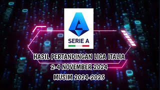 HASIL LIGA ITALIA SERIE A 2 4 NOVEMBER 2024 [upl. by Aicylla]