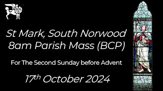 8am Parish Mass Book of Common Prayer LIVE at St Mark 17th November link to text in description [upl. by Akcira]