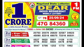 DEAR LOTTERY RESULT 1PM 25092024 NAGALAND LOTTERY SAMBAD [upl. by Araldo]