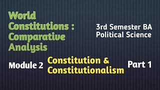 World Constitutions3rd Semester BA Political Science Module 2 Part 1Folk wayz [upl. by Zeuqcaj]