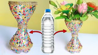 Best Out Of Waste Plastic Flower VasePlastic Bottle craft ideasDIY Flower PotWaste material craft [upl. by Lauter]