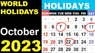 October 2023 Holidays and Observances Around the World by Country date and month in 2023 [upl. by Rehptsirhc]