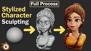 How To Sculpt A Stylized Character Head In Blender Full Process  Blender Sculpting Tutorial [upl. by Drawoh700]