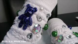 HOW TO MAKE CUTE SLOUCH SOCKS USING GLUE amp BROOCHES  DIY JUNK SOCKS [upl. by Sheba]