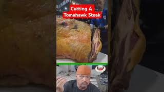 Cutting A Tomahawk Steak carnivore carnivorediet [upl. by Jaquenetta]