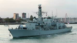 Royal Navy HMS Kent F78 Type 23 Duke Class Frigate Portsmouth England [upl. by Wanyen]