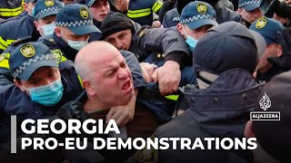 Georgia proEU demonstrations Protests after PM says no negotiations until 2028 [upl. by Trocki]