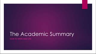 Academic Summaries How to Write [upl. by Abeu]