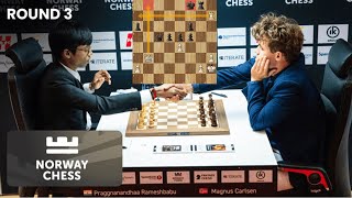 EARTH SHAKING Praggnanandhaa vs Magnus Carlsen  Norway Chess 2024  R3 [upl. by Yatnuhs921]