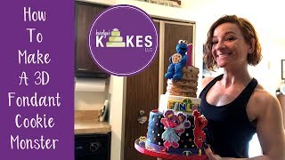 How to Make a 3D Fondant Cookie Monster [upl. by Orlene]