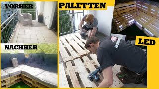 Balkon günstig amp einfach neu gestalten mit Paletten Möbeln [upl. by Sofia]