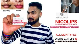 Bellavita product nicolips lip scrub honest reveiw demo how to use remove your smokey black lip [upl. by Ylrrad]