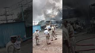 Bengaluru City  Massive Fire bus depot in Veerabhadra Nagar Bengaluru  Bus Fire News today [upl. by Leumas]