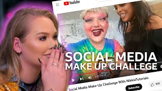 Social Media MakeUp Challenge with Nikkie Tutorials  Glow Up [upl. by Kabob636]