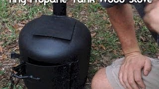 Tiny Wood Stove Made From A Propane Tank [upl. by Nahgen426]