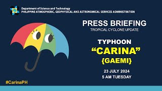 Press Briefing Typhoon CarinaPH GAEMI  500 AM Update July 23 2024  Tuesday [upl. by Nnylimaj]