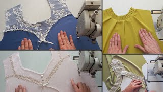 4  Amazing Ways to design different necks for your outfits ❤️ sewing techniques [upl. by Namhcan]