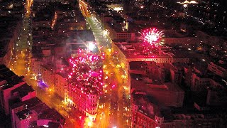 4K drone flight over New Years Eve fireworks in Magdeburg Happy New Year 20222023 [upl. by Salmon]