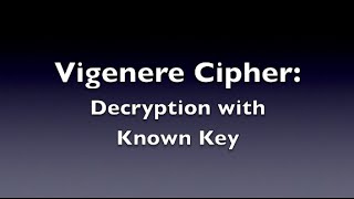 Vigenere Cipher  Decryption Known Key [upl. by Atinod]