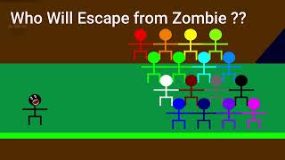 Escape the Zombie  Survival Stickman Race in Algodoo [upl. by Anibur734]