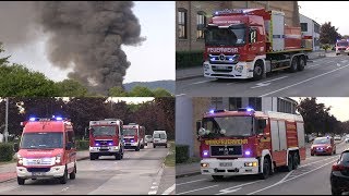 Großbrand in Ladenburg am 19072017  Vollbrand einer Lagerhalle  EINSATZFAHRTEN [upl. by Starobin926]