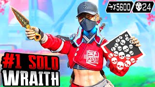 SOLO WRAITH 24 KILLS amp 5600 DAMAGE Apex Legends Gameplay [upl. by Irod]