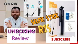 Selfie Stick R1S Unboxing amp Review  Bluetooth Selfie Stick Tripod With Light [upl. by Onaicilef]