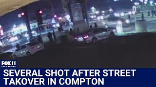 Compton street takeover ends with several people being shot [upl. by Manuela357]