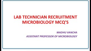 LAB TECHNICIAN RECRUITMENT EXAM MCQS TSPSC LAB TECHNICIAN [upl. by Norabel789]