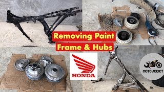 Part 2  Honda TMX 155 2002 model “SCRAMBLER BUILD”  Hubs amp Chassis Paint Removing [upl. by Bertie]