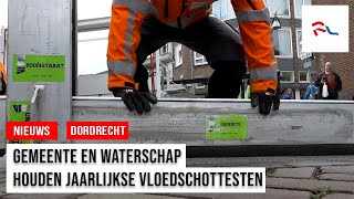 Vloedschottesten tegen overstroming binnenstad [upl. by Haianeb]