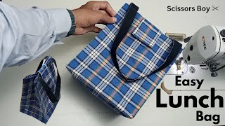 ✅ Super Easy  Lunch box bag making at home  handbag  shopping bag cutting and stitching 👍 [upl. by Ayahc590]