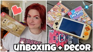 unboxing nintendo switch lite hyrule edition 🍂✨ [upl. by Yessak34]