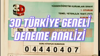 3D TÜRKİYE GENELİ DENEME ANALİZİ  ZOR MU  yks2025 tyt yks tyt2025 tytdeneme [upl. by Nailluj313]