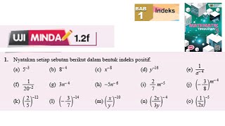 KSSM Matematik Tingkatan 3 Bab 1 indeks hukum indeks uji minda 12f no1 buku teks form 1 pt3 [upl. by Lucchesi]