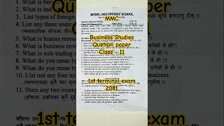 Business Studies Quetion paper Class  11  1st terminal exam  MMC exam testpaper [upl. by Alleuqram]