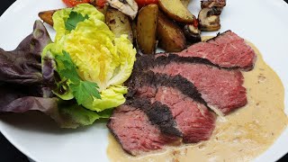 Je cuisine sous vide et à la plancha  Bavette daloyau crème au munster [upl. by Nayrb]