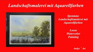 Watercolor painting tutorial  Loose Watercolor painting  Landschaftsmalerei mit Aquarellfarben [upl. by Eentihw]